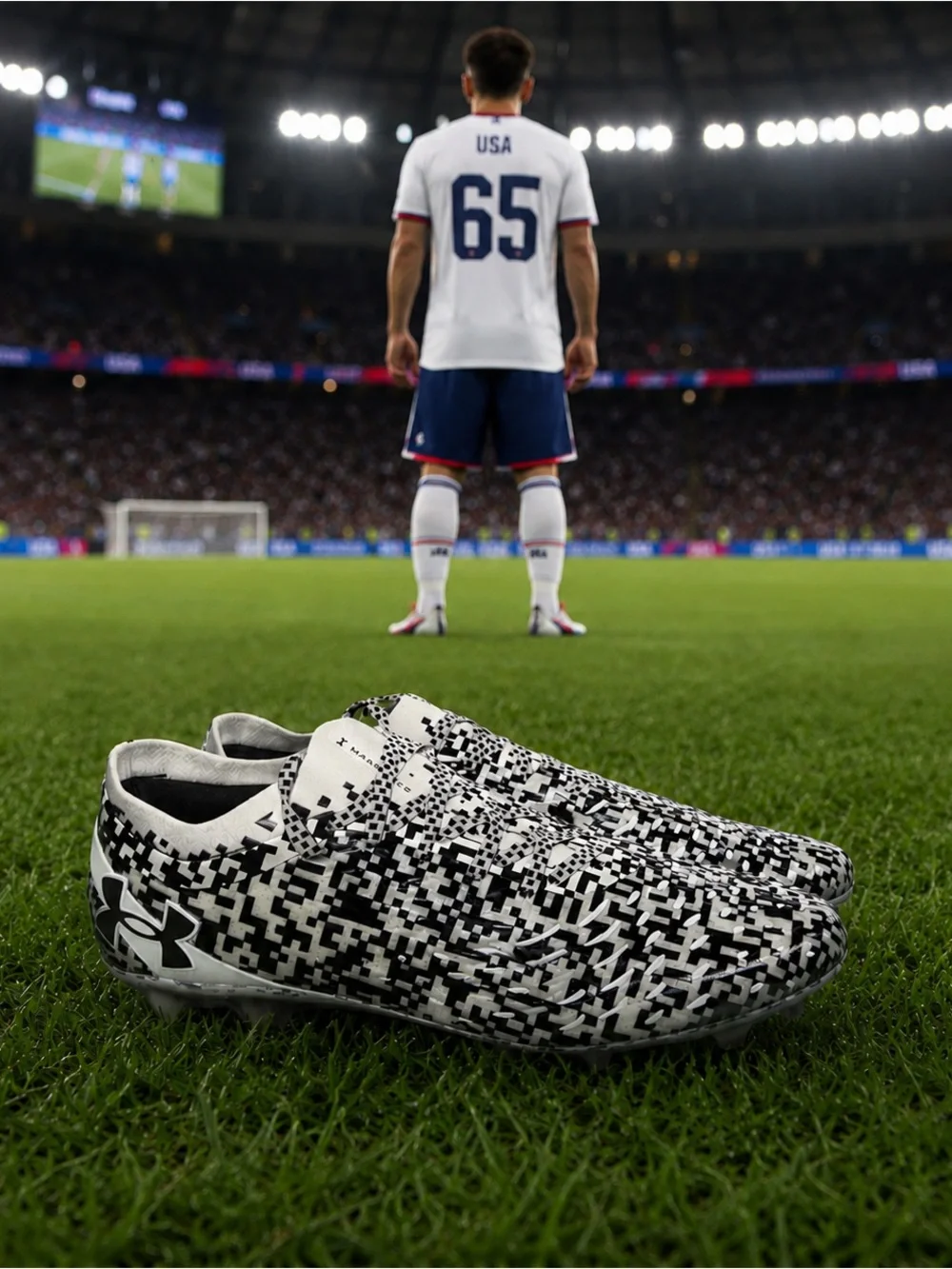 Under Armour Black & White Pixel Camo Soccer Cleats